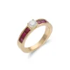 Discount Anillo Oro Amarillo, Diamante Y Rubíes Para Ella | Anillos