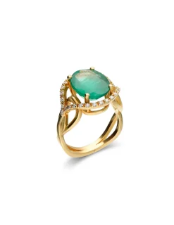 Best Anillo Oro Amarillo, Esmeralda Y Diamantes Para Ella | Anillos