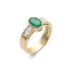 Fashion Anillo Oro Amarillo, Esmeralda Y Diamantes Para Ella | Anillos