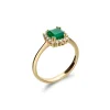 Clearance Anillo Oro Amarillo, Esmeralda Y Diamantes Para Ella | Anillos