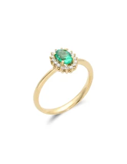 Online Anillo Oro Amarillo, Esmeralda Y Diamantes Para Ella | Anillos