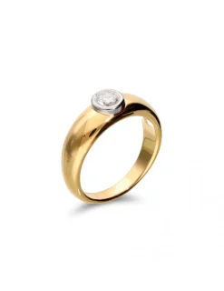 Hot Anillo Oro Amarillo, Platino Y Diamante Platino | Para Ella