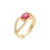Fashion Anillo Oro Amarillo, Rubí Y Diamantes Para Ella | Anillos