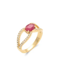 Fashion Anillo Oro Amarillo, Rubí Y Diamantes Para Ella | Anillos