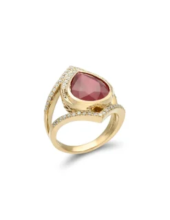 Clearance Anillo Oro Amarillo, Rubí  Y Diamantes Para Ella | Anillos