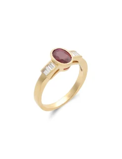 Online Anillo Oro Amarillo, Rubí Y Diamantes Para Ella | Anillos