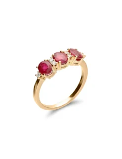 New Anillo Oro Amarillo, Rubíes Y Diamantes Para Ella | Anillos