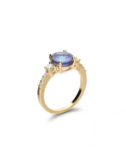 Clearance Anillo Oro Amarillo, Tanzanita Y Diamantes Para Ella | Anillos