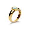 New Anillo Oro Amarillo Y Aguamarina Anillos | Para Ella