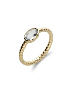 Outlet Anillo Oro Amarillo Y Aguamarina Para Ella | Anillos