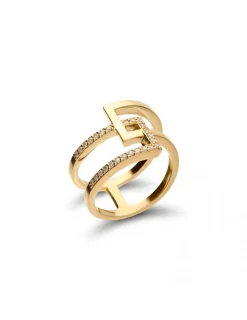 Clearance Anillo Oro Amarillo Y Diamantes Para Ella | Anillos