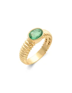 Fashion Anillo Oro Amarillo Y Esmeralda Para Ella | Anillos