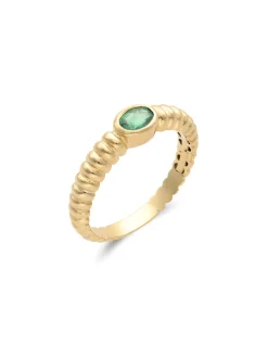 Outlet Anillo Oro Amarillo Y Esmeralda Para Ella | Anillos