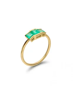 Online Anillo Oro Amarillo Y Esmeraldas Para Ella | Anillos