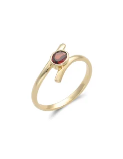 Discount Anillo Oro Amarillo Y Granate Para Ella | Anillos