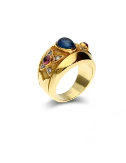 Hot Anillo Oro Amarillo Zafiro, Rubíes y Diamantes Anillos | Para Ella