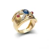 Best Anillo Oro Amarillo Zafiro, Rubíes Y Diamantes Anillos | Para Ella