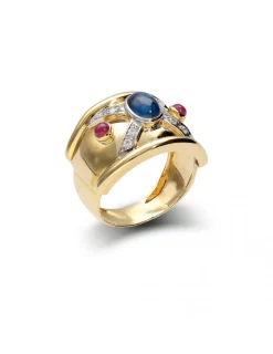 Best Anillo Oro Amarillo Zafiro, Rubíes Y Diamantes Anillos | Para Ella