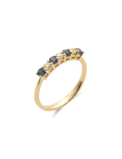 Sale Anillo Oro Amarillo, Zafiro Y Diamantes Para Ella | Anillos