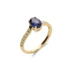 Discount Anillo Oro Amarillo, Zafiro Y Diamantes Para Ella | Anillos