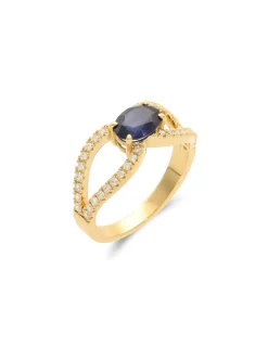 New Anillo Oro Amarillo, Zafiro Y Diamantes Para Ella | Anillos