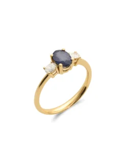 Best Anillo Oro Amarillo, Zafiro Y Diamantes Para Ella | Anillos