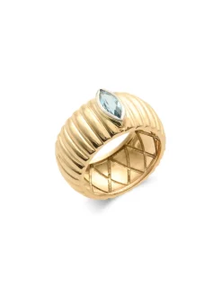 Clearance Anillo Oro Amarillo-Blanco Y Aguamarina Para Ella | Anillos