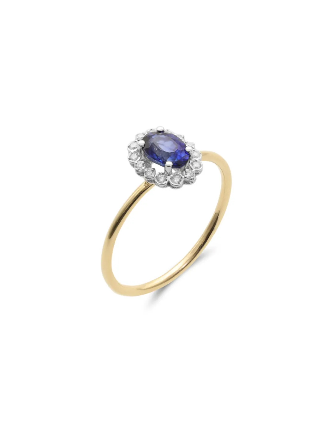 Sale Anillo Oro Amarillo-Blanco, Zafiro Y Diamantes Para Ella | Anillos