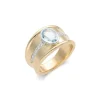 Outlet Anillo Oro Amarillo-Blanco, Aguamarina Y Diamantes Para Ella | Anillos
