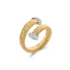 Outlet Anillo Oro Amarillo-Blanco Y Titanio Con Diamantes Para Ella | Piezas Únicas