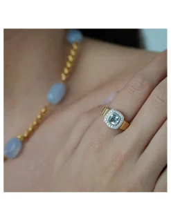 Discount Anillo Oro Amarillo-Blanco, Aguamarina Y Diamantes Eternal | Para Ella