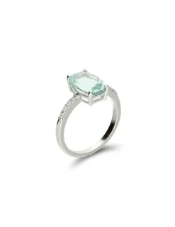 Online Anillo Oro Blanco, Aguamarina Y Diamantes Para Ella | Anillos