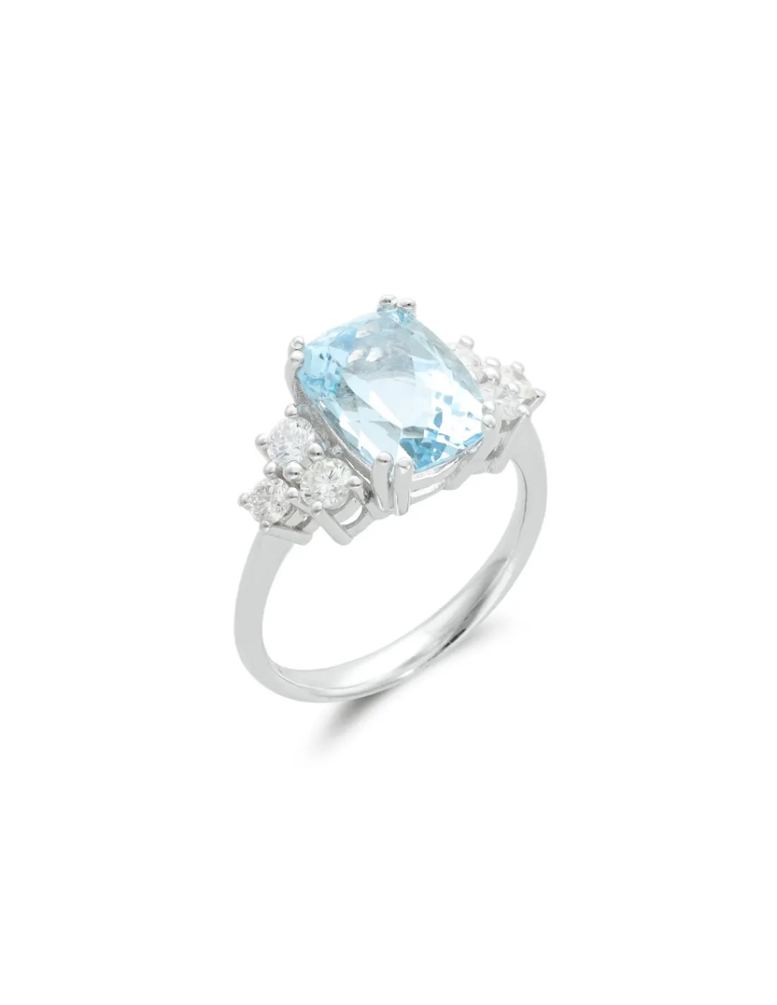 Online Anillo Oro Blanco, Aguamarina Y Diamantes Para Ella | Anillos