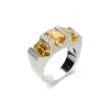 Fashion Anillo Oro Blanco, Citrino Y Diamantes Para Ella | Piezas Únicas
