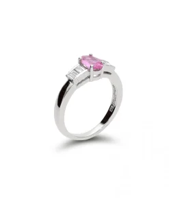 Hot Anillo Oro Blanco, Diamantes Y Zafiro Rosa Anillos | Para Ella