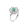 Discount Anillo Oro Blanco, Esmeralda, Diamantes Y Esmalte Para Ella | Anillos