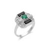 Hot Anillo Oro Blanco, Esmeralda, Ónix Y Diamantes Para Ella | Anillos