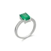 Hot Anillo Oro Blanco, Esmeralda Y Diamantes Para Ella | Anillos