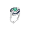 New Anillo Oro Blanco, Esmeralda, Diamantes Y Zafiros Sanctuary | Para Ella