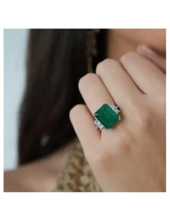 Online Anillo Oro Blanco, Esmeralda Y Diamantes Para Ella | Anillos