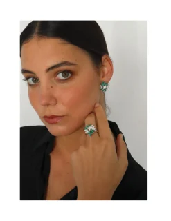 New Anillo Oro Blanco, Esmeraldas Y Diamantes Para Ella | Anillos