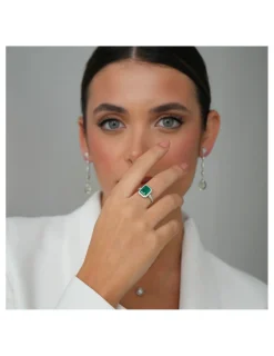Hot Anillo Oro Blanco, Esmeralda Y Diamantes Para Ella | Anillos