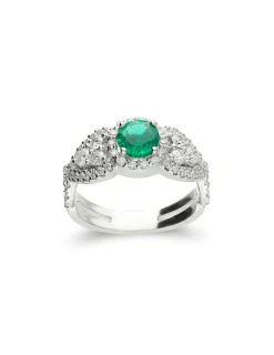 Fashion Anillo Oro Blanco, Esmeralda Y Diamantes Para Ella | Anillos