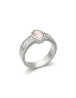 New Anillo Oro Blanco, Morganita Y Diamantes Para Ella | Anillos