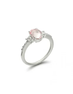 Outlet Anillo Oro Blanco, Morganita Y Diamantes Para Ella | Anillos