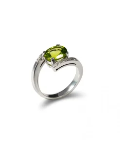 New Anillo Oro Blanco, Peridoto Y Diamantes Anillos | Para Ella