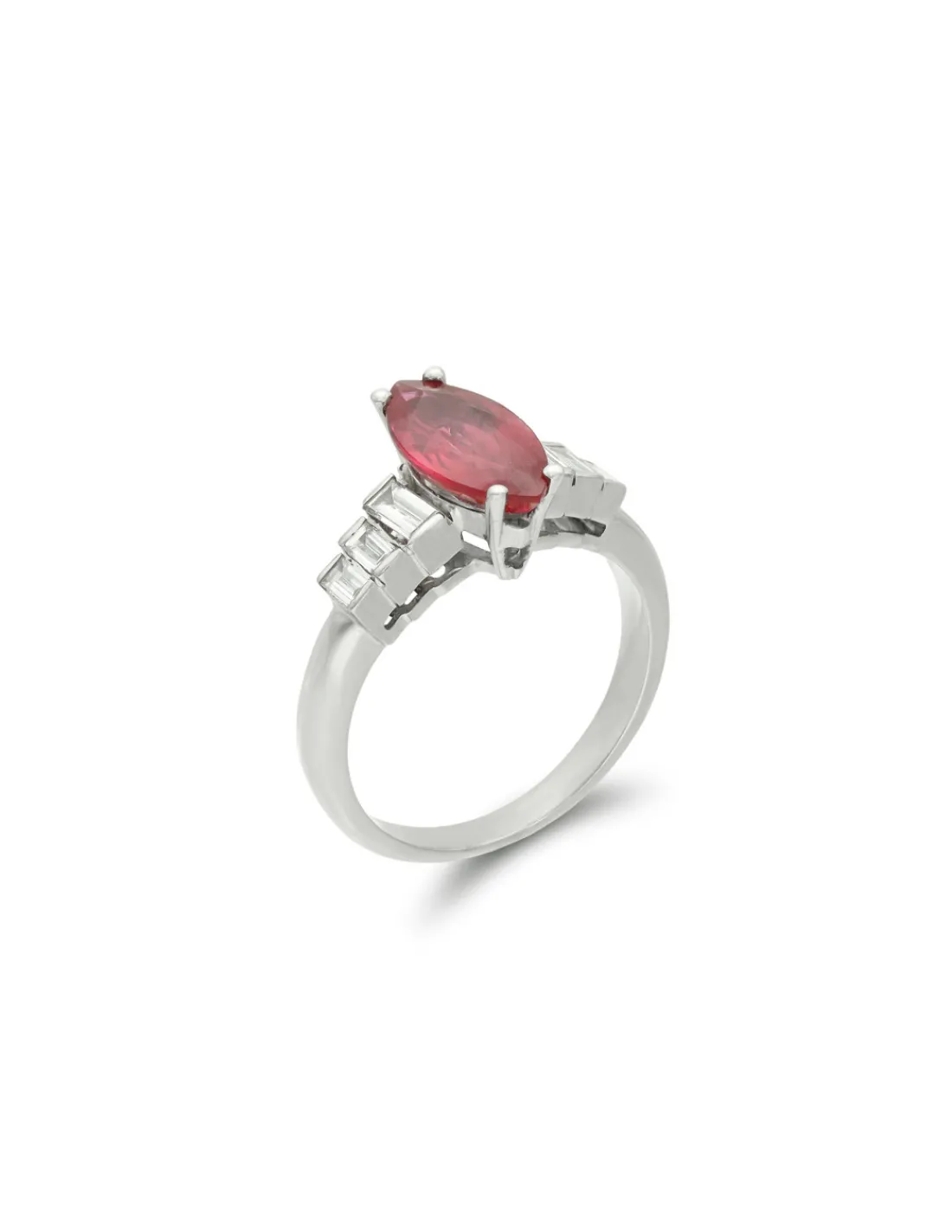 Outlet Anillo Oro Blanco, Rubí Y Diamantes Para Ella | Anillos