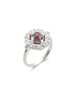 Clearance Anillo Oro Blanco, Rubíes Y Diamantes Sanctuary | Para Ella