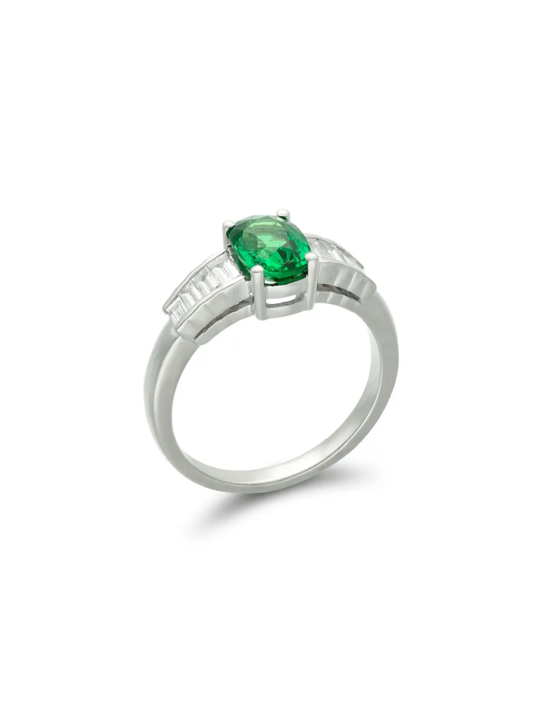 Fashion Anillo Oro Blanco, Tsavorita Y Diamantes Para Ella | Anillos