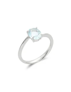 Hot Anillo Oro Blanco Y Aguamarina Para Ella | Anillos